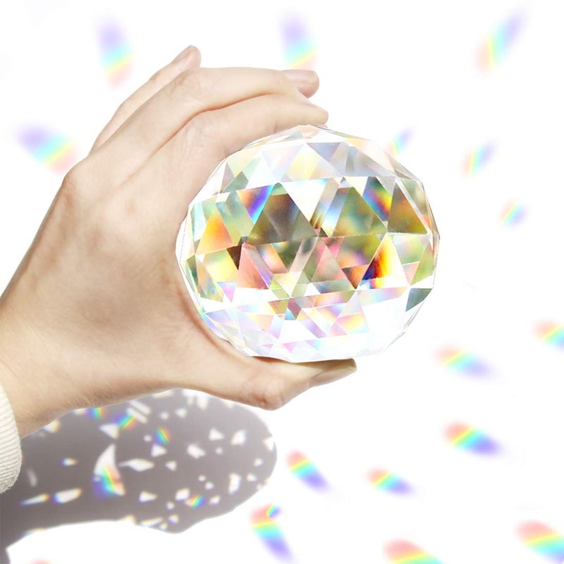 Tirifer Clear Crystal Suncatcher Ball Prism Glass Sphere Faceted Gazing Ball Rainbow Maker Window Prisms Suncatcher for Window  Sun Catcher(80mm/3.15inch) - Image 1